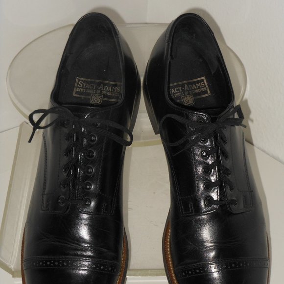 STATFORD AND STACEY ADAMS BLACK LEATHER OXFORD STYLE SHOE LOT SIZE 11 MEDIUM main image 5